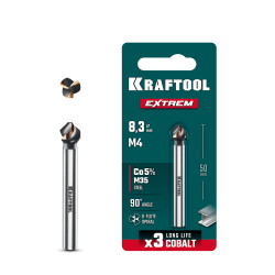 KRAFTOOL EXTREME Со5-А, d 8.3х6х50 мм, Z3, 90°, сталь M35, U-образная спираль, зенковка / 29734-4
